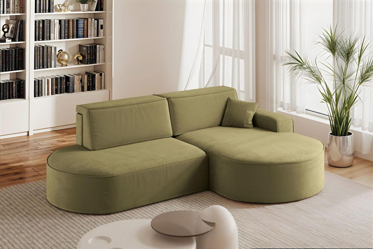 ECKSOFA Venedig Mit Schlaffunktion - Grün, Holzwerkstoff/Textil (278/179cm) - Fun Möbel
