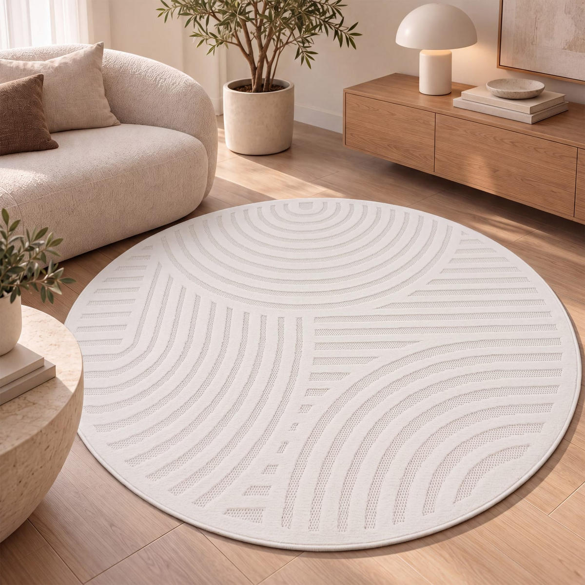 OUTDOORTEPPICH 160/160 cm Livorno 674 - Creme, Kunststoff (160/160cm) - Paco Home