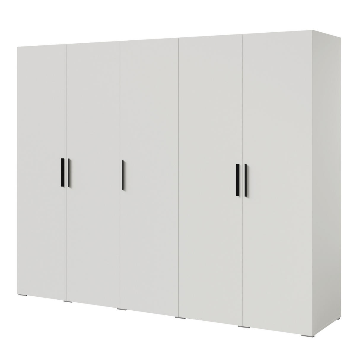 DREHTÜRENSCHRANK Napoli 5D 250 Weiß (schwarzer oder goldener Griff) - Silberfarben/Schwarz, Holzwerkstoff/Kunststoff (250/35/60cm) - mzm24