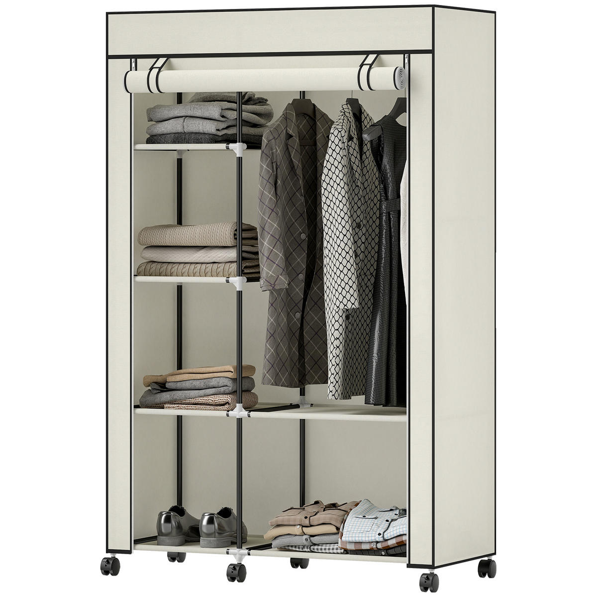 STOFFSCHRANK weiß 1 Stück - Weiß, Metall (103/162.5/43cm) - GiPP