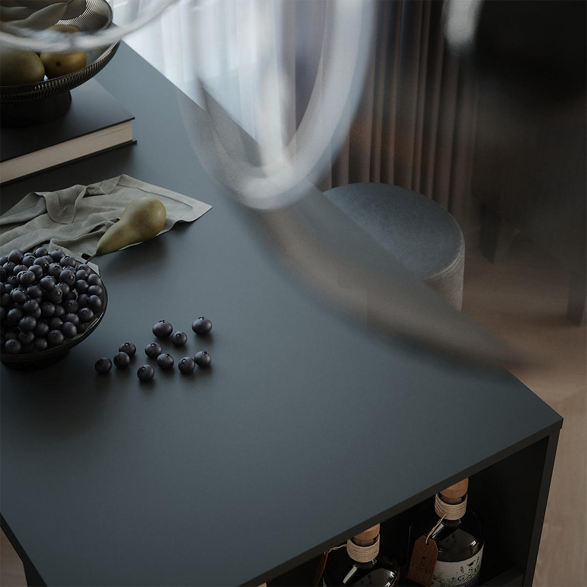 STOJACÍ BAROVÝ STŮL SE ŽIDLEMI Repose Antracit - černá/antracitová, kompozitní dřevo (117/57/106cm) - Vicco