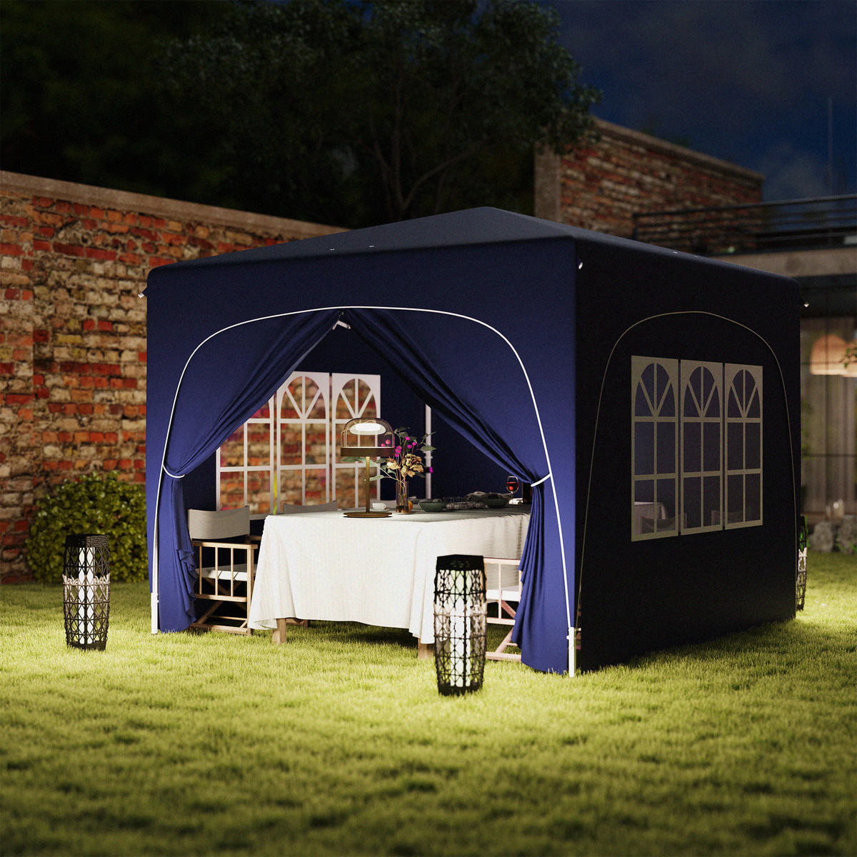 PAVILLON 3x3m - Blau, Metall (300/273/300cm) - Outsunny