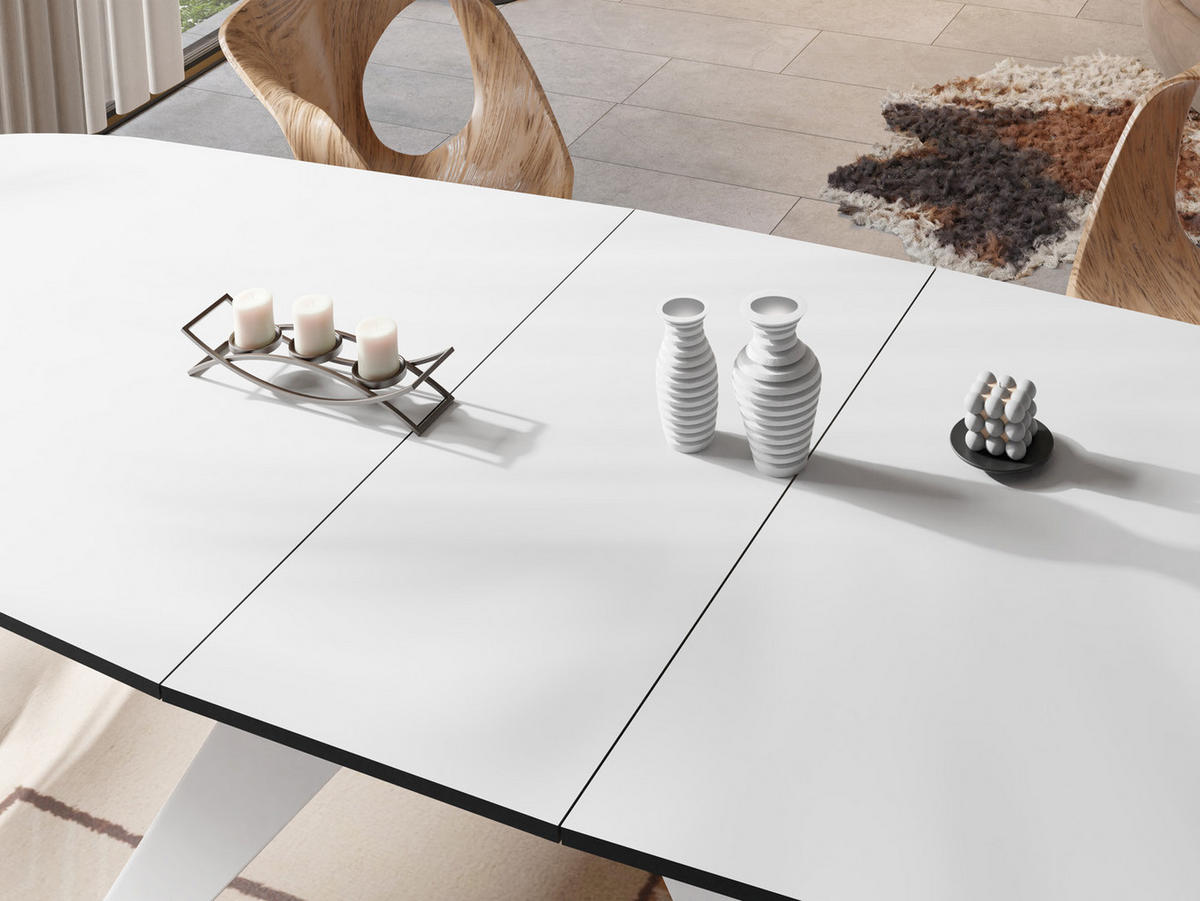 ESSTISCH Fatina rechteckig ausziehbar, Weiß 180-218/90/76 cm - Weiß, Holzwerkstoff/Metall (180/90/76cm) - WFL GROUP