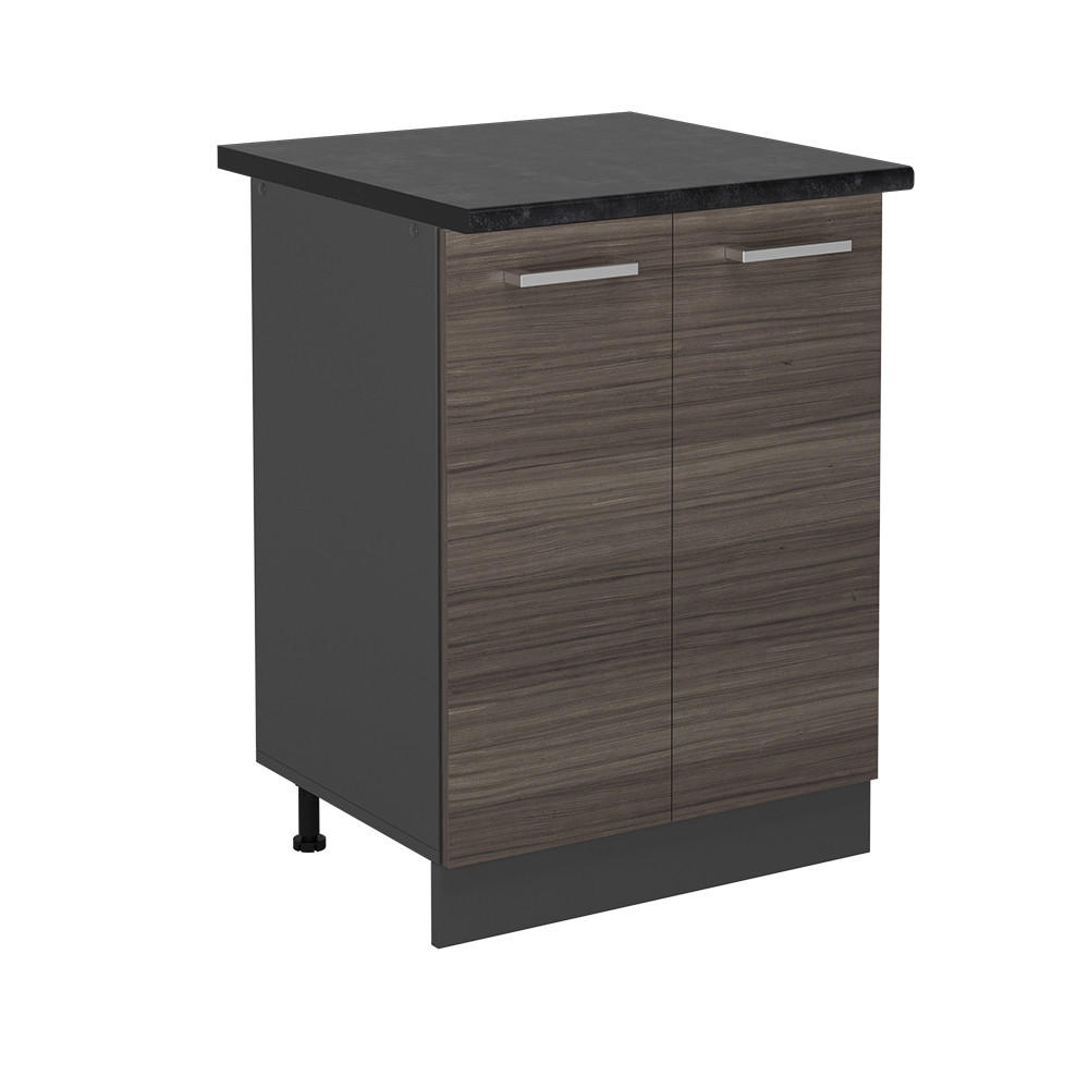 KÜCHENUNTERSCHRANK R-Line Edelgrau 60 cm , AP Anthrazit - Anthrazit/Braun, Holzwerkstoff (60/81.6/60cm) - Vicco