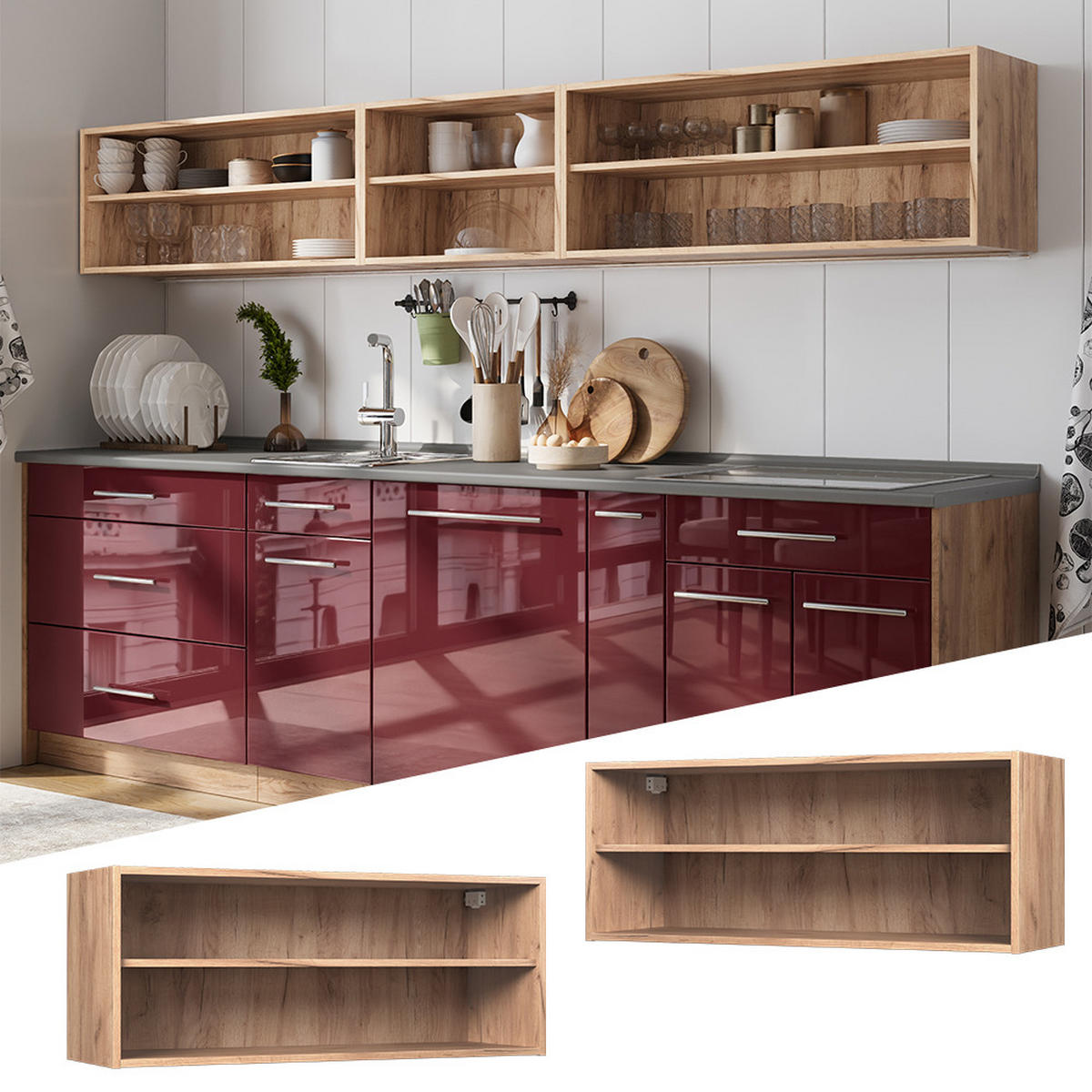 HÄNGESCHRANK Fame-Line, Goldkraft Eiche/Goldkraft Eiche, 100 cm - Honigeiche, Holzwerkstoff (100/40/32.5cm) - Vicco