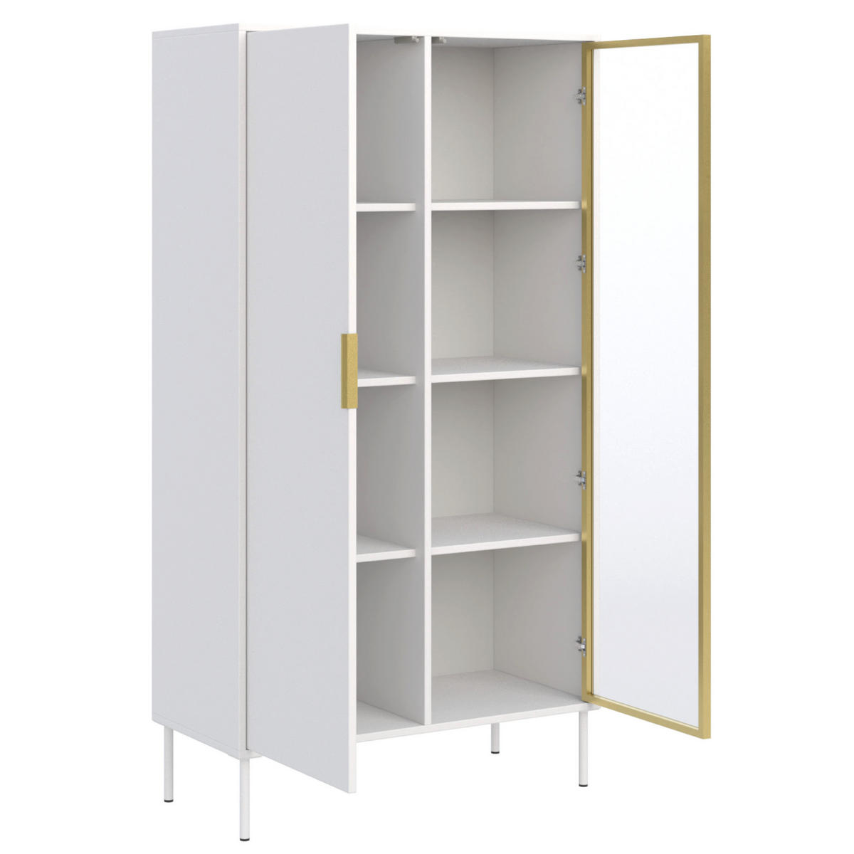 VITRÍNA Vena Biela 90 cm - biela/zlatá, kov/kompozitné drevo (90/160.2/40cm) - Selsey