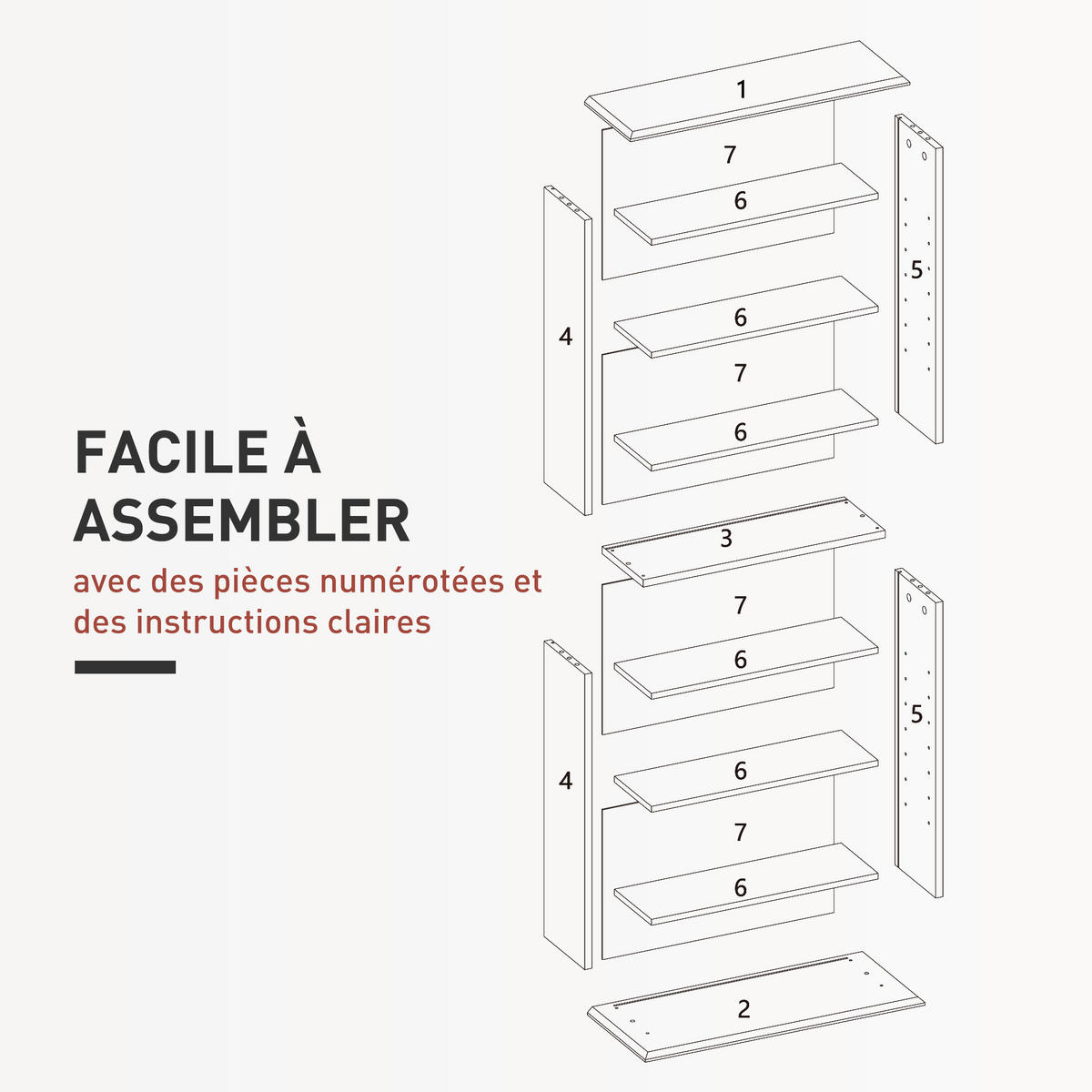 CD-REGAL DE-14456 8 Fächer, verstellbare Böden Weiß - Weiß, Holzwerkstoff (24/126.3/58cm) - ComfortXL