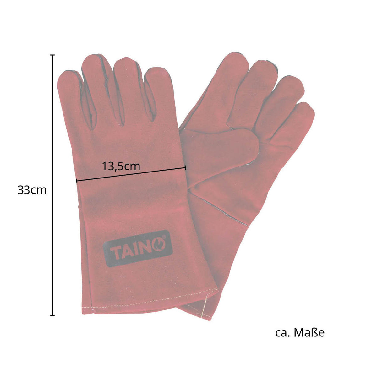 GRILLHANDSCHUHE Leder - Rot, Leder (13.5/33cm) - TAINO
