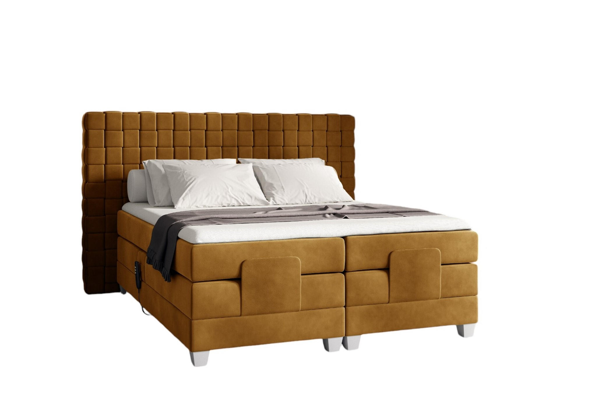 BOXSPRINGBETT Elektrisch Vidal - Gelb, Holzwerkstoff/Textil (180/200cm) - Fun Möbel