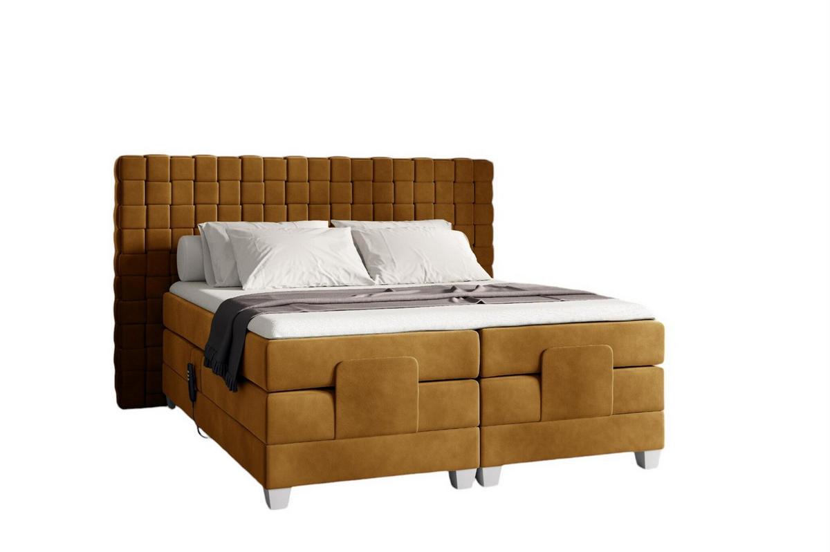 BOXSPRINGBETT Elektrisch Vidal - Gelb, Holzwerkstoff/Textil (180/200cm) - Fun Möbel