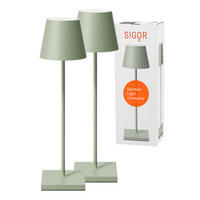 LED Akku-Tischlampe, Nuindie 3.0 2er-Set, salbeigrün - Grün, Metall (38/10/38cm) - Sigor