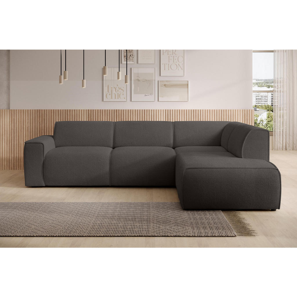 Thumbnail - AX Living Ecksofa, Grau, Textil, Uni, 5-Sitzer, Füllung: Polyurethan (Pur), L-Form,Rechteckig, rund, 292x220 cm, Wohnzim...