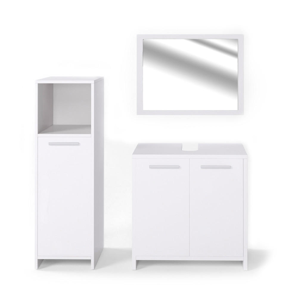 BADMÖBEL-SET Kiko Weiß 3 Teile - Weiß, Holzwerkstoff (58/60/33cm) - Vicco