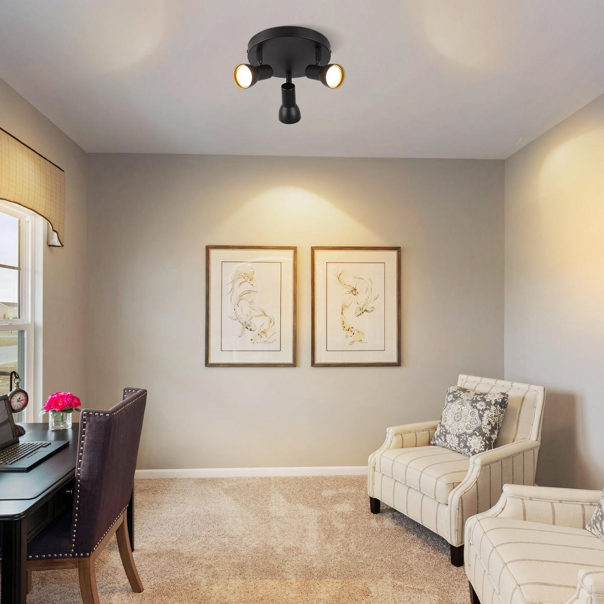 STRAHLER 3 Flammig-GU10 19*13.5*19 - Schwarz, Metall (19/19/13.5cm) - ZMH