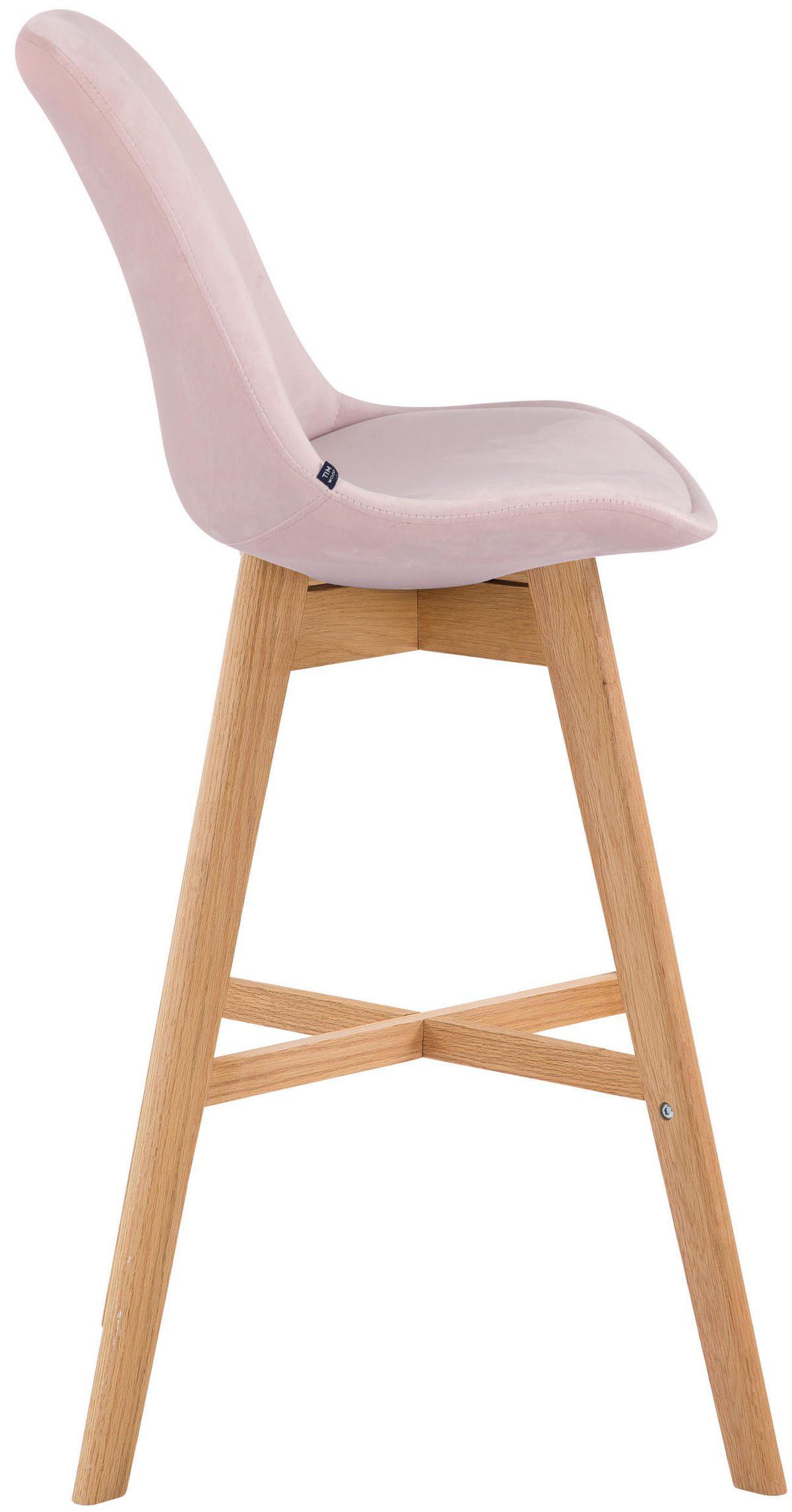 BARHOCKER Samt pink - Pink/Eukalyptusholzfarben, Holz/Textil (48/112/56cm) - CLP