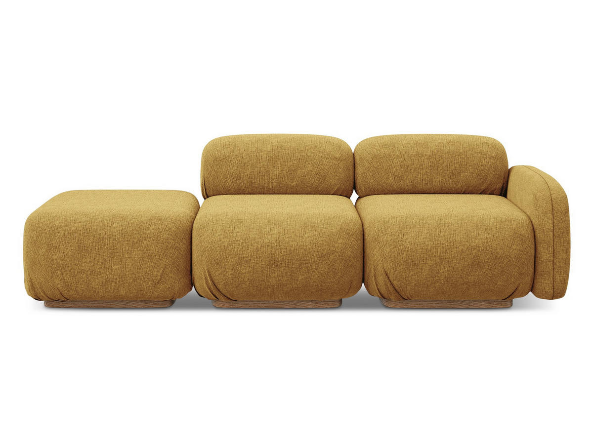 3-SITZER SOFA Links Chenille Stoff Gelb - Currygelb/Gelb, Holz/Textil (258/73/95cm) - Makamii