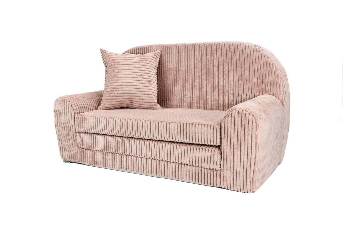 KINDERSOFA MINI aus Kuschel-Cord in Altrosa - Altrosa, Textil (78/45/40cm) - Fortisline