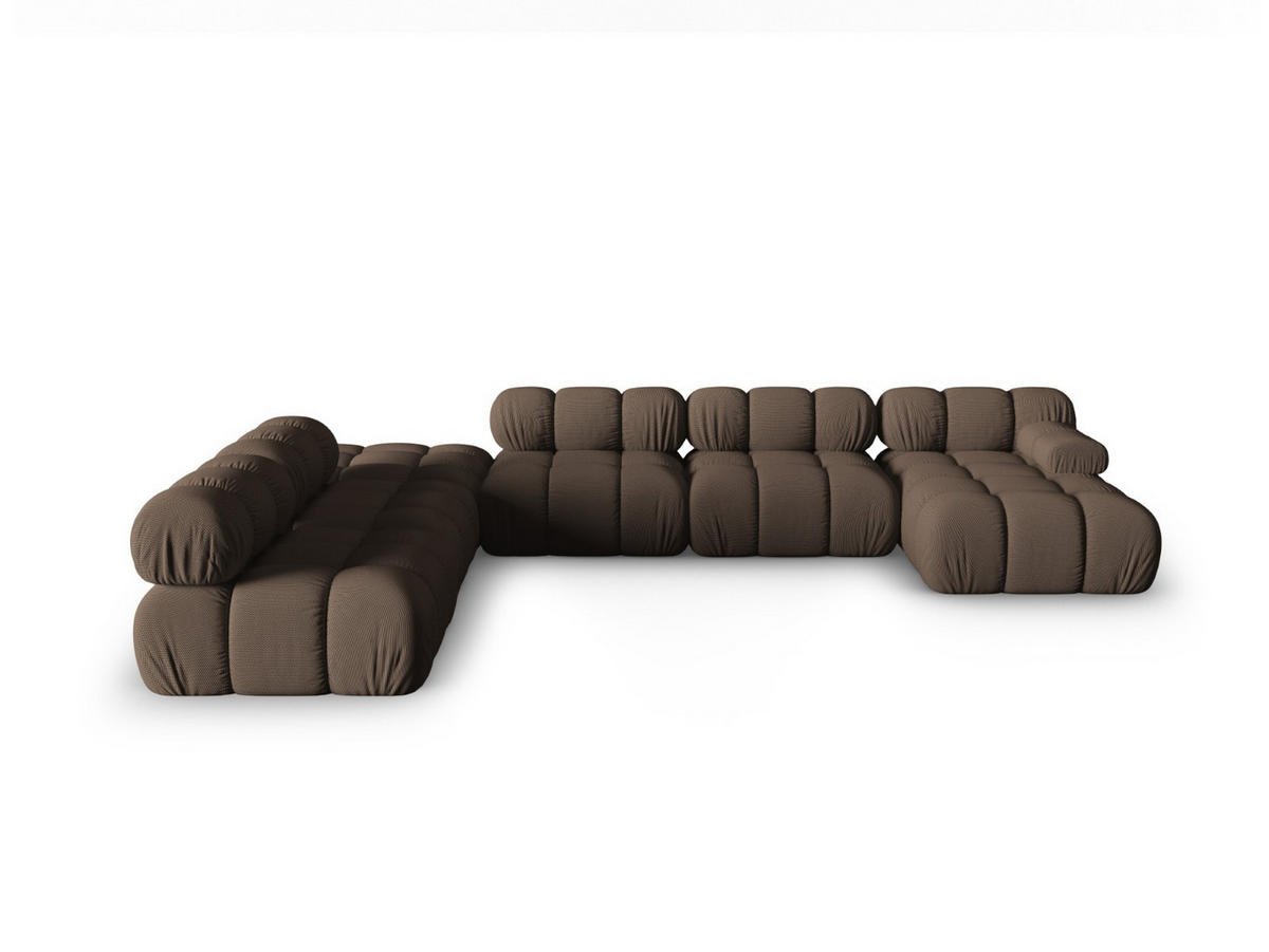 PANORAMASOFA modular links Bellis aus 3D-Stoff braun 7 Sitzplätze - Braun, Textil (282/70/376cm) - Micadoni
