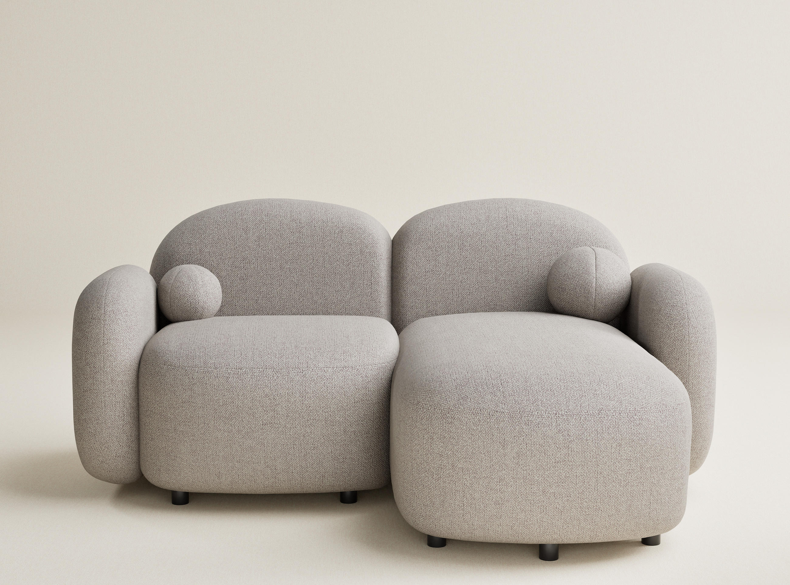 ECKSOFA Bahama Seidengrau Webstoff - Beige/Schwarz, Holz/Holzwerkstoff (190/146cm) - Maison de Reve