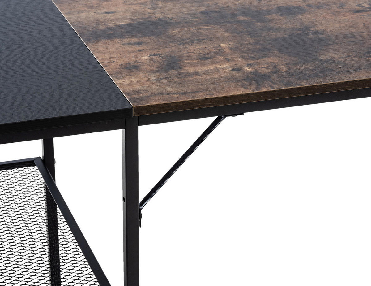 SCHREIBTISCH 120/60/76 cm Holz schwarz/braun - Schwarz/Braun, Holz/Metall (60/120/76cm) - CLP