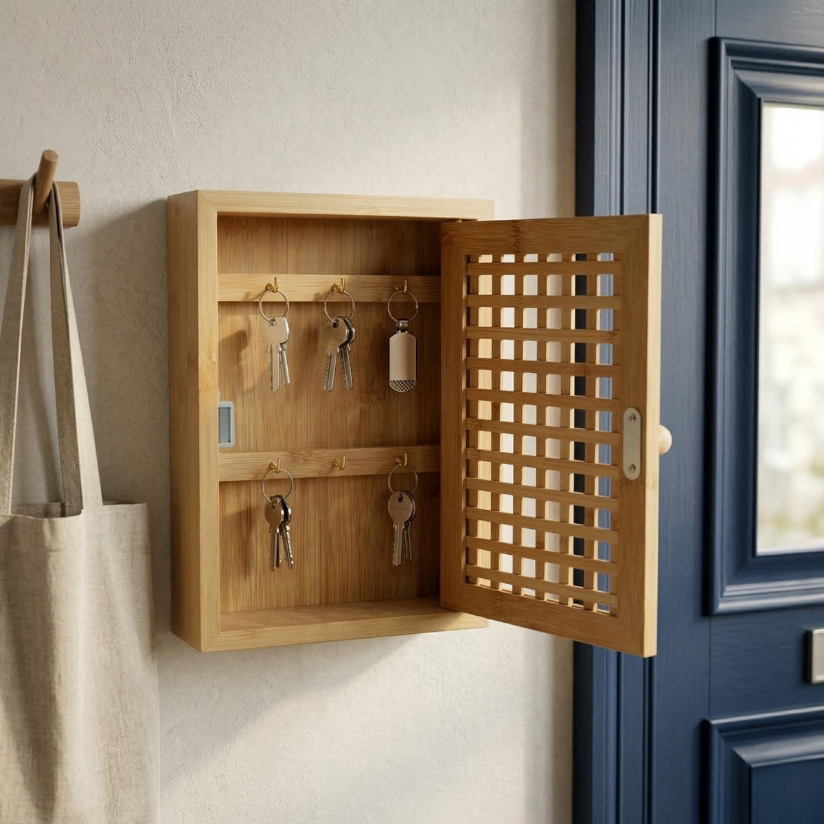 SCHLÜSSELSCHRANK Kizu Bambus 19/27/6 cm - Braun, Naturmaterialien (18/27/6cm) - BOXIMO