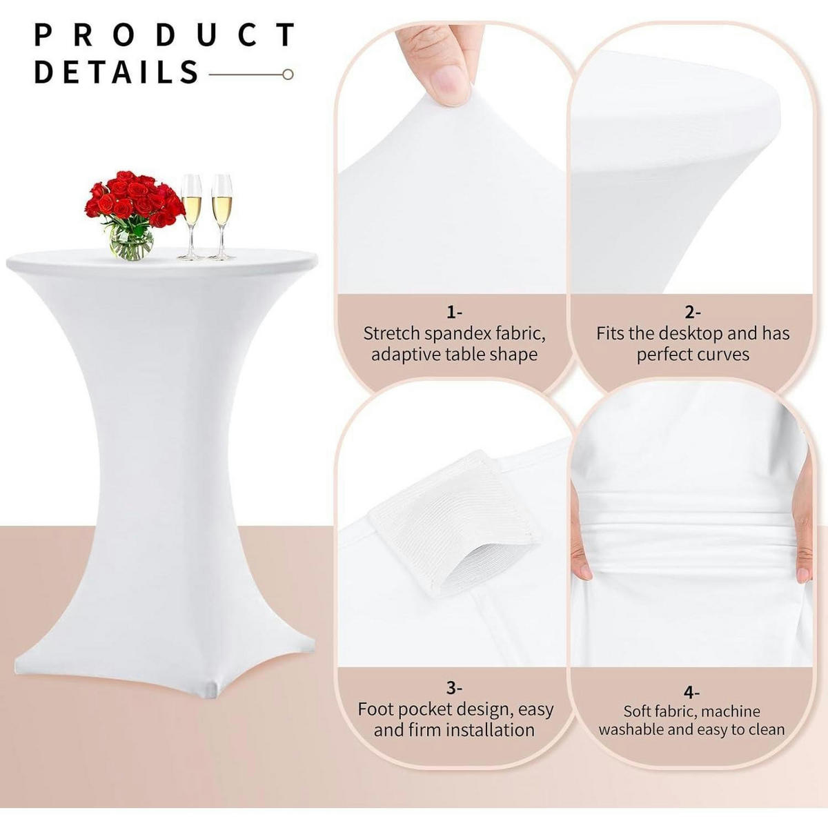 STEHTISCHHUSSE 10er Set Weiß Ø 80 cm - Weiß, Textil (80/80cm)