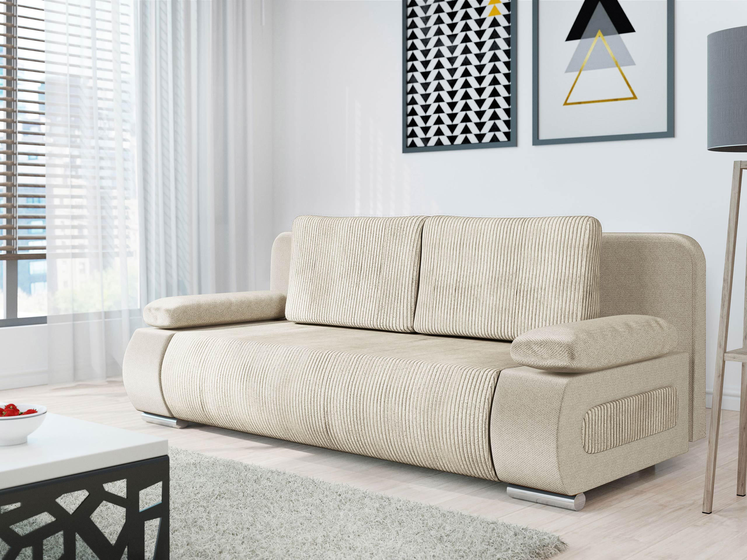 SCHLAFSOFA Emma Cord - Beige, Holz/Kunststoff (200/77/92cm) - MIRJAN24