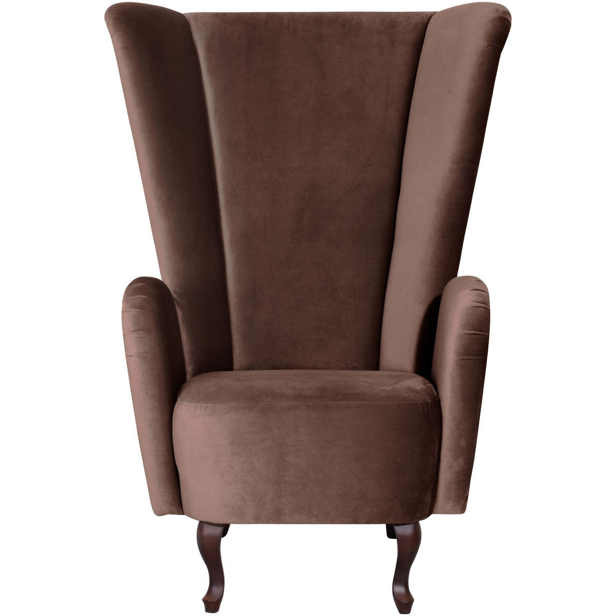 HOCHLEHNSESSEL Kailey Bezug Samtvelours Buche nussbaum dunkel / braun - Braun, Kunststoff (96/122/89cm) - 58aufmkessel