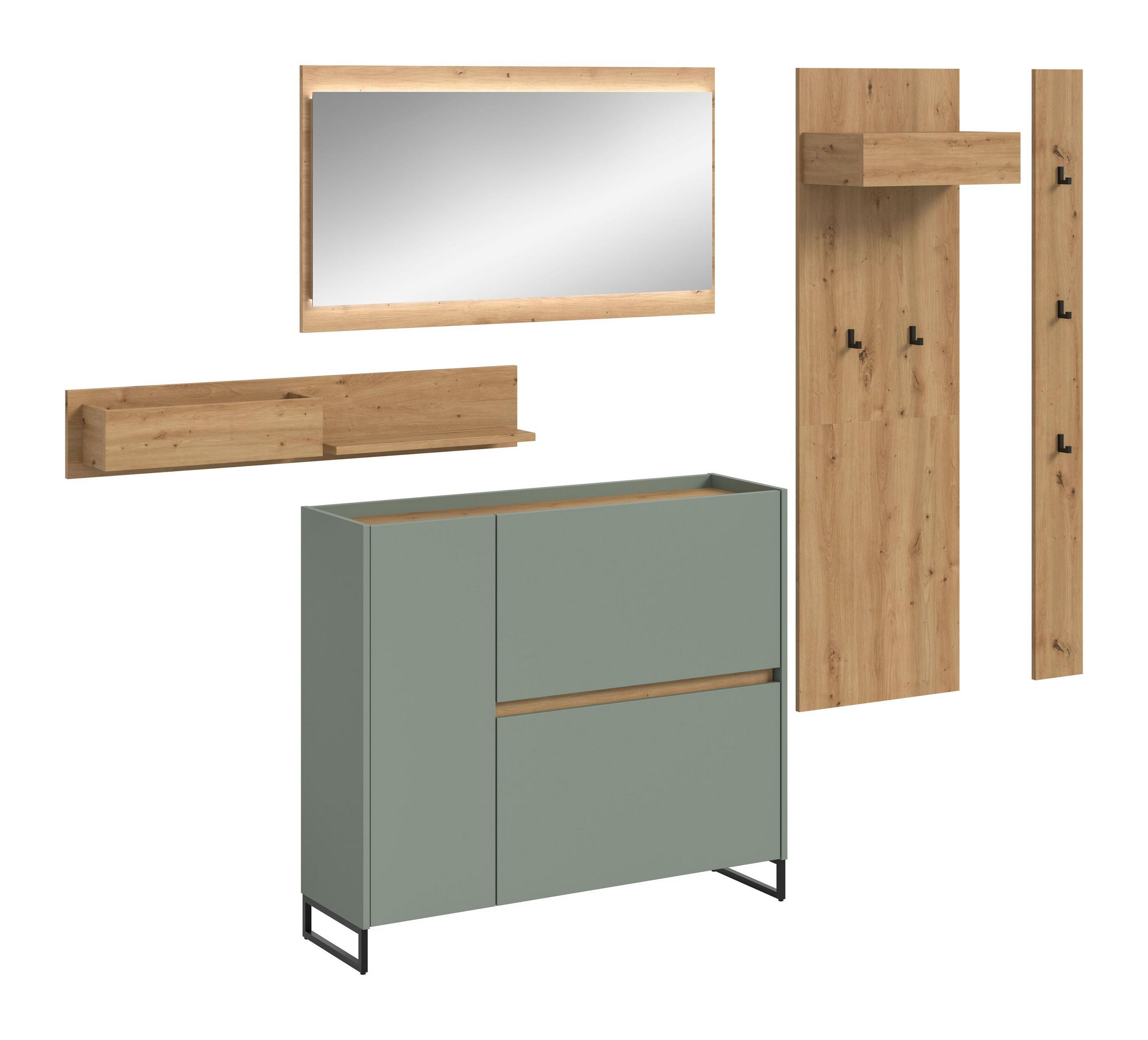 Homes & Jones Garderobe Salbeigrün 236x192x32 cm