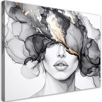 LEINWANDBILD Frau Abstraktion 90x60cm - Grau, Textil (90/60cm) - Feeby