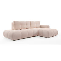 ECKSOFA L Form Hosio Hellcreme-Rosa 286/177/88 cm Rechts mit Schlaffunktion - Pink/Schwarz, Kunststoff/Textil (286/177cm) - AX Living