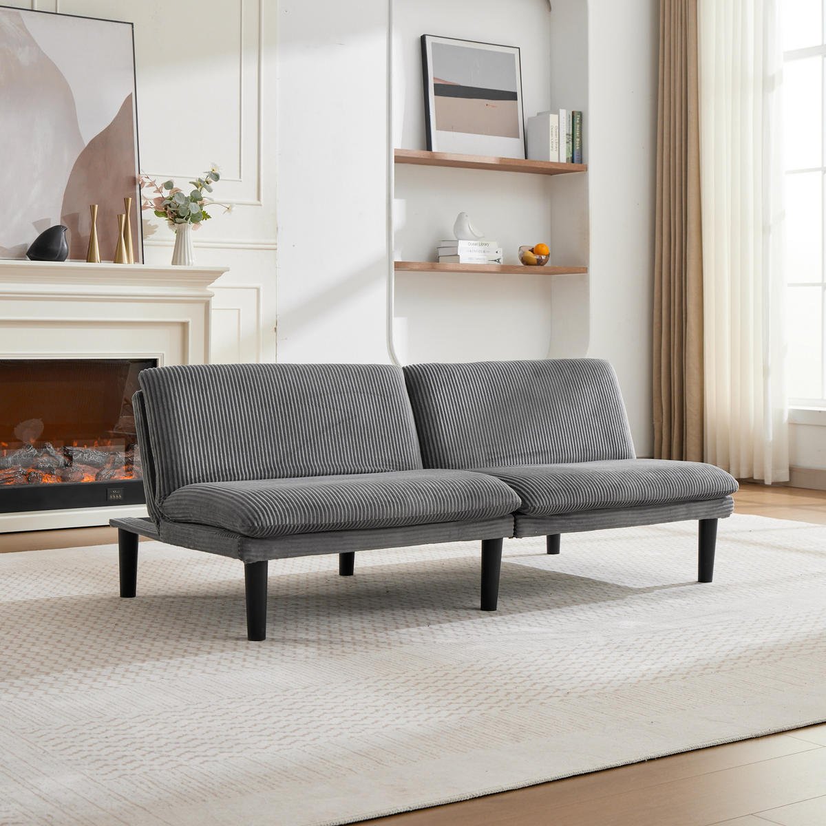 SCHLAFSOFA 167/43/67 cm in Grau Cord - Grau, Textil (86/67/168cm) - Oxeza