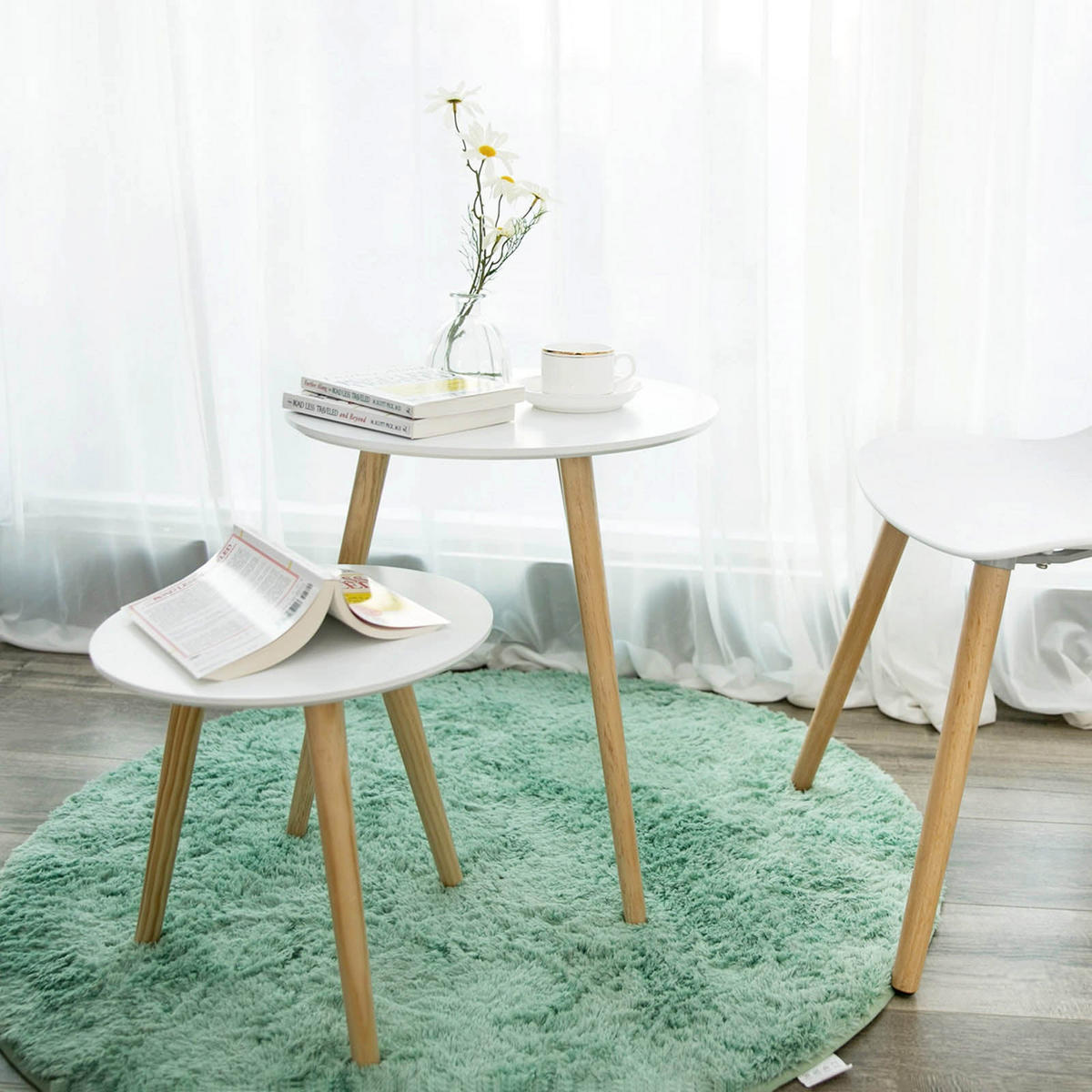 BEISTELLTISCH COUCHTISCH 2ER-SET - Weiß, Holzwerkstoff (45/45/50cm) - Hansiro