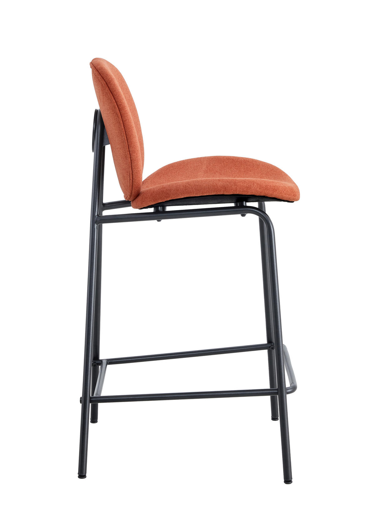 BARHOCKER (Set aus 2) aus Stoff mit schwarzen Metallbeinen - cori 43/54/66 cm - Rot, Textil (54/66/43cm) - Calicosy