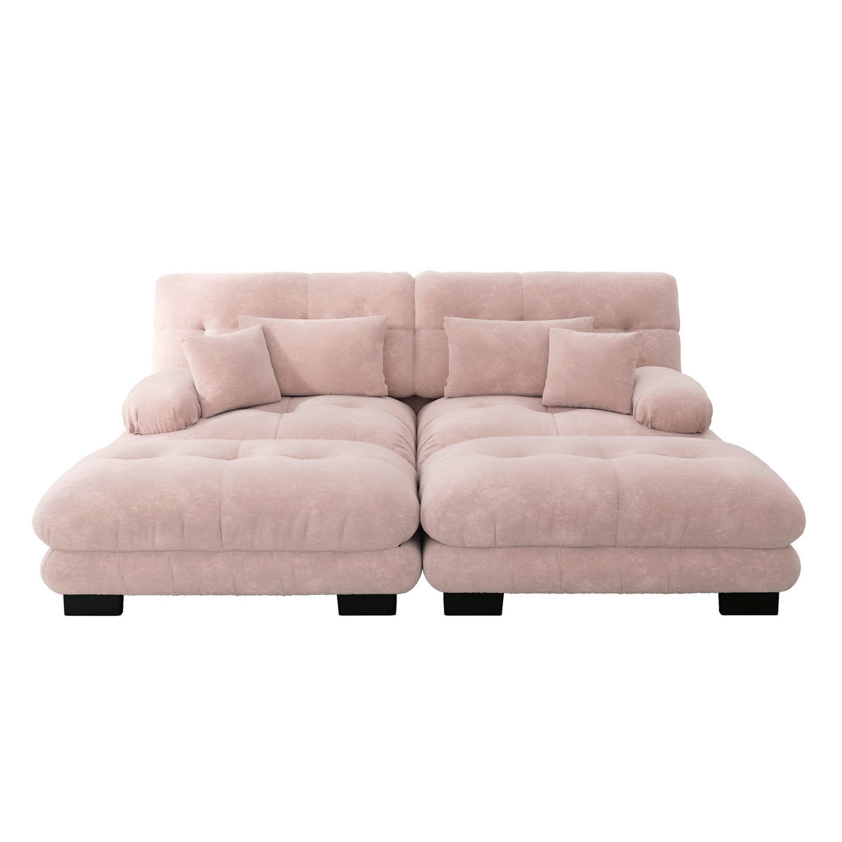 2-SITZER-SOFA DE-34065 modular mit 2 Ottomans Rosa - Pink, Holz (145/81/220cm) - ComfortXL