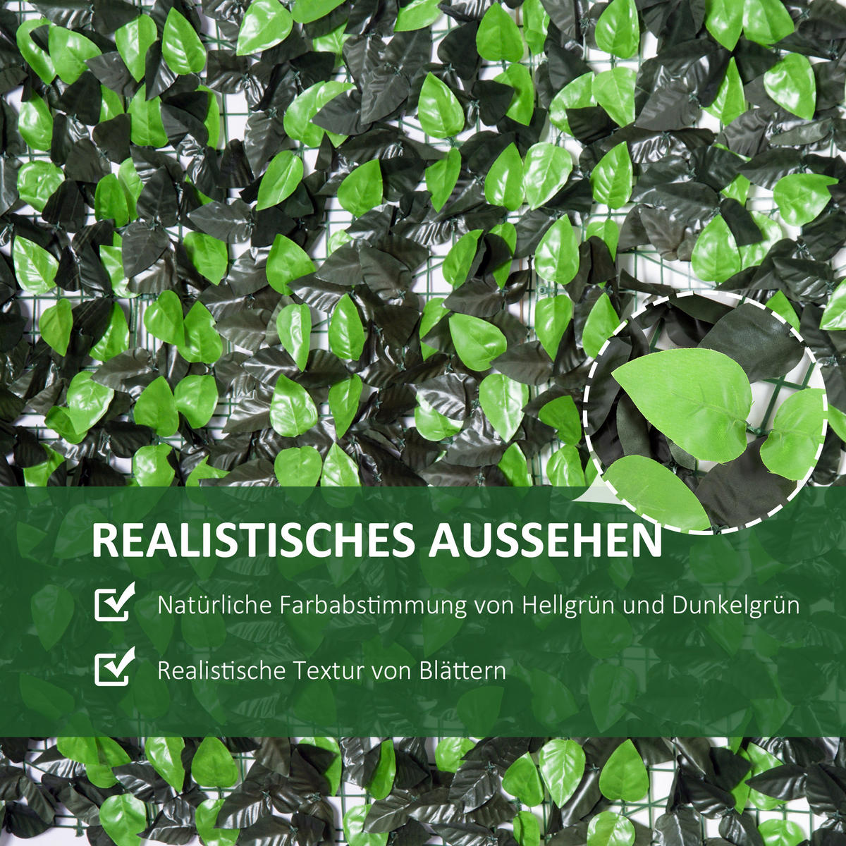 SICHTSCHUTZ, mit UV-Schutz, Heckenpflanze, für Garten, Terrasse, Grün, 3 x 1 m - Grün, Kunststoff (1/100cm) - Outsunny