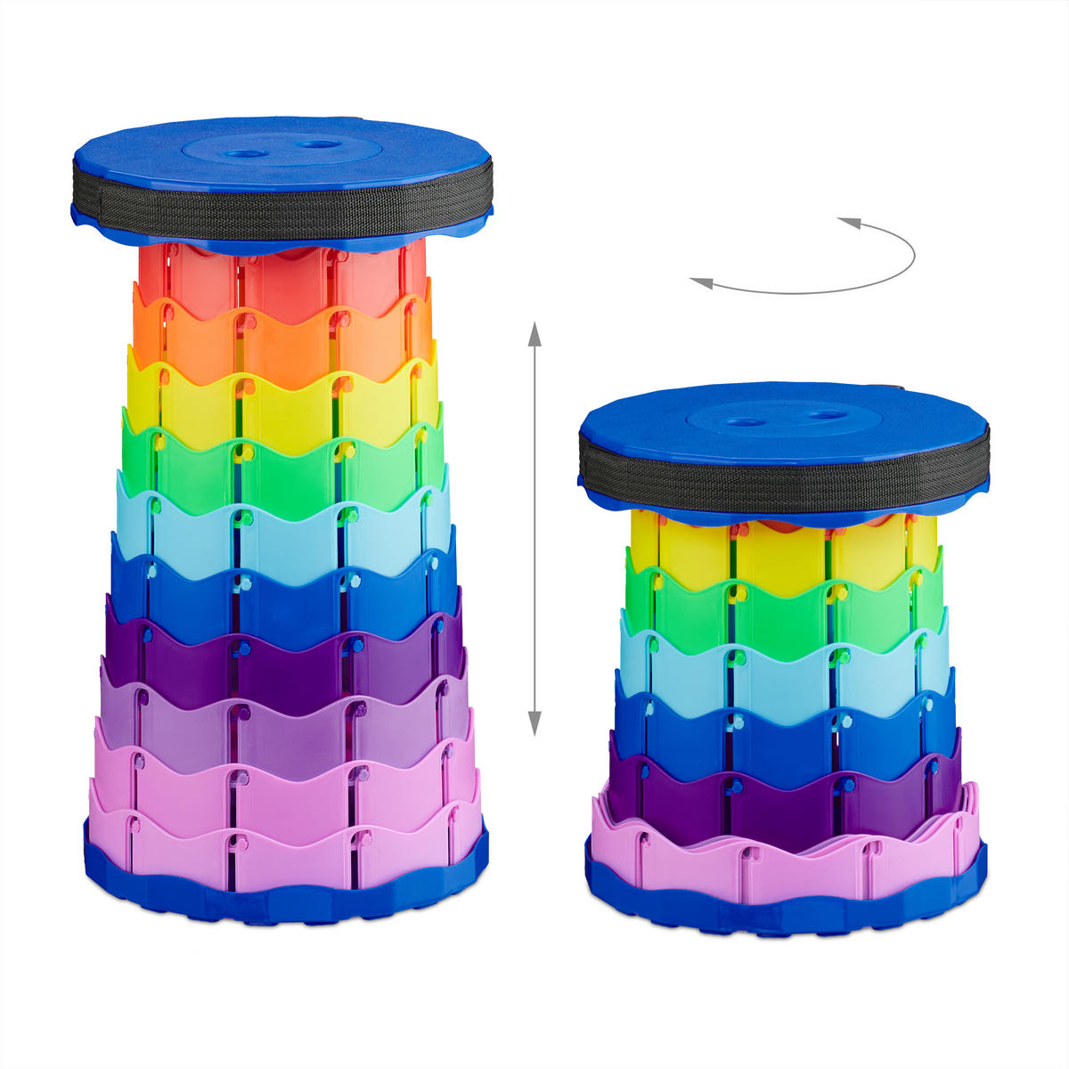 TELESKOPHOCKER - Multicolor, Kunststoff (25/44.5/25cm) - Relaxdays