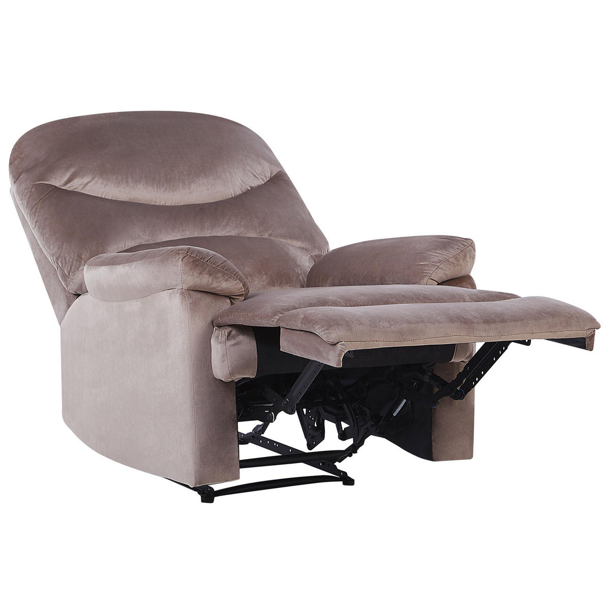SESSEL Samtstoff taupe verstellbar mit Fußstütze Eslov - Beige/Schwarz, Textil (85/103/90cm) - Beliani