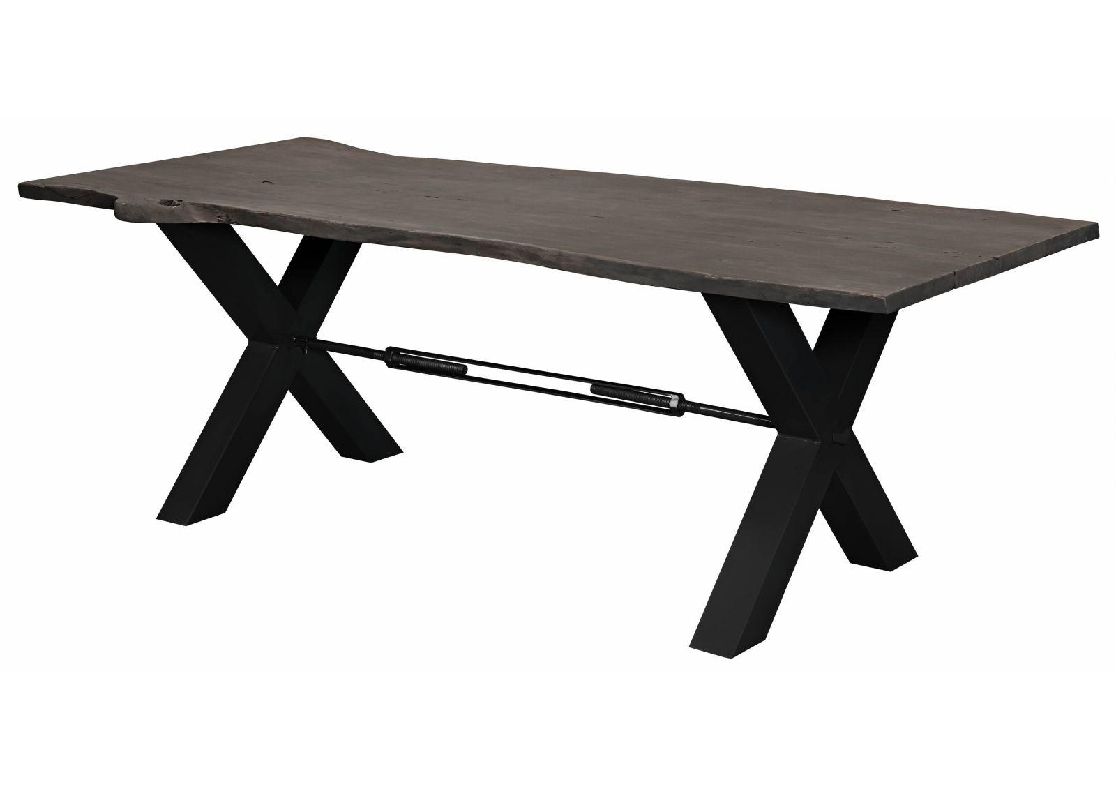 ESSTISCH Akazie 180x100x76 grau lackiert IRON LABEL #115 - Grau, Holz (180/100/76cm) - Massivmoebel24