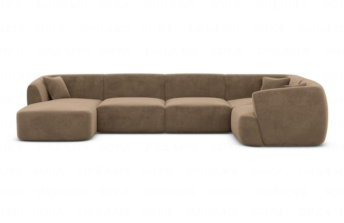 WOHNLANDSCHAFT Azura Braun Samtstoff - Braun, Kunststoff (325/78/177cm)