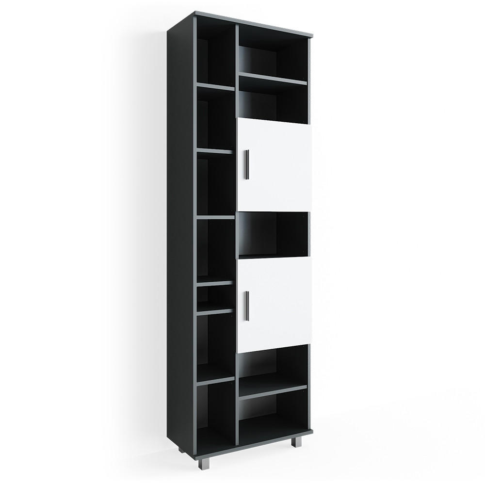 BADSCHRANK Ilias Anthrazit/Weiß 60 x 190 cm - Anthrazit/Weiß, Holzwerkstoff (60/190/30cm) - Vicco