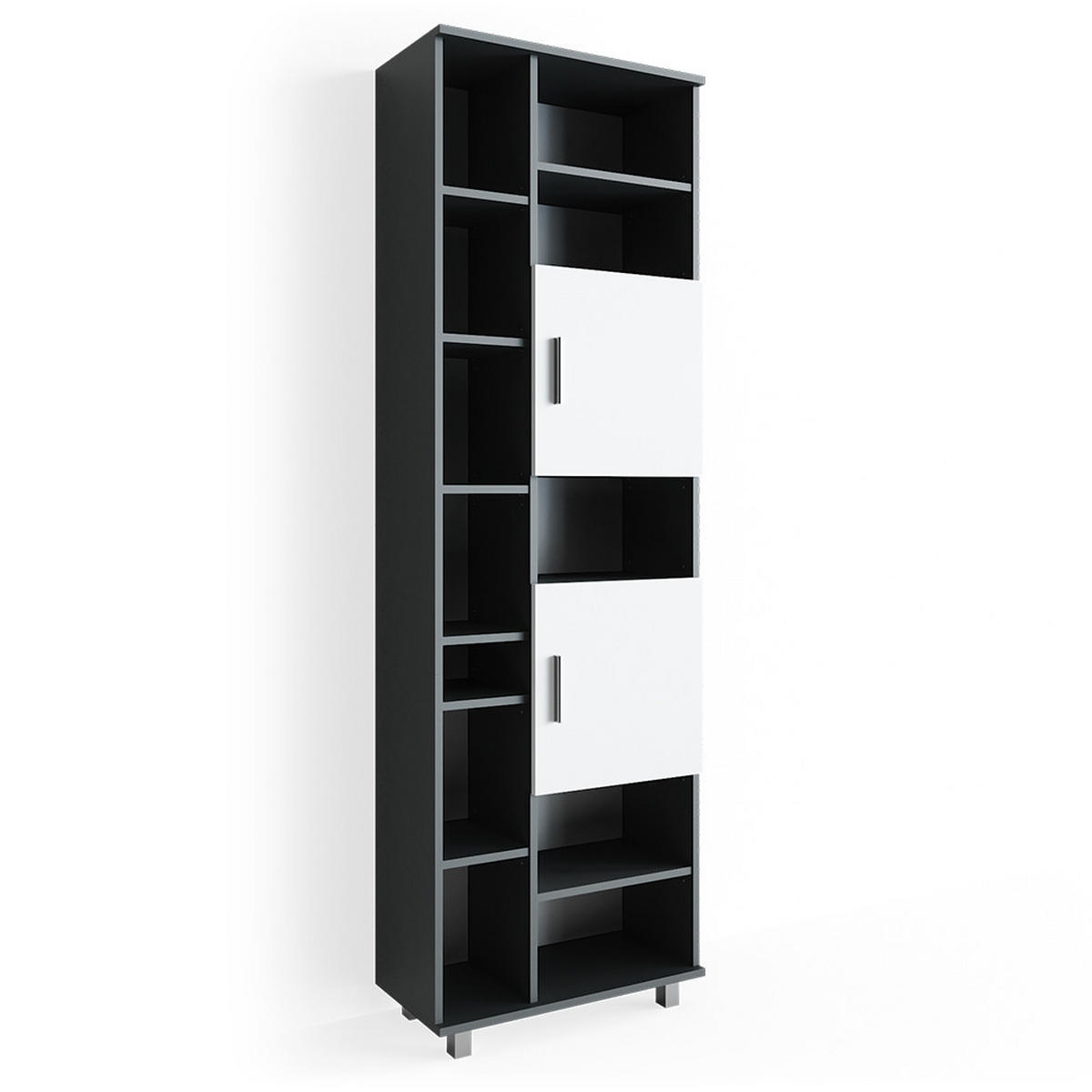 BADSCHRANK Ilias Anthrazit/Weiß 60 x 190 cm - Anthrazit/Weiß, Holzwerkstoff (60/190/30cm) - Vicco