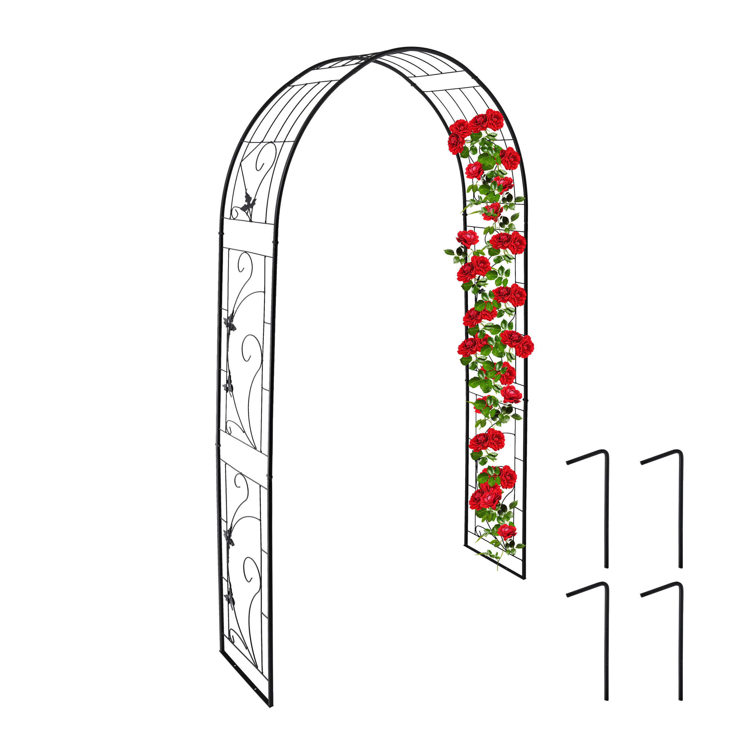 ROSENBOGEN - Schwarz, Metall (125/216/36cm) - Relaxdays