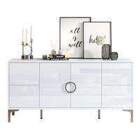 SIDEBOARD aus MDF 150x38x59,5 cm Weiß mit 4 Schubladen, 2 Türen und Hochglanzoberfläche - Weiß, Holzwerkstoff (150/59.5/38cm) - Modfu