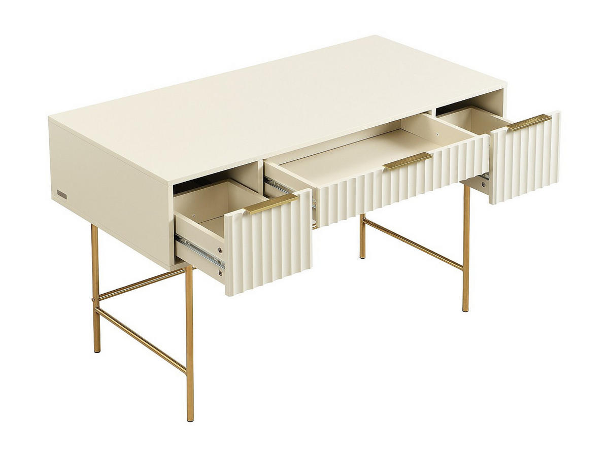 SCHREIBTISCH mit Stauraum - Beige & Gold - VITESDA - Beige, Holz (120/60/75.5cm) - Pascal Morabito