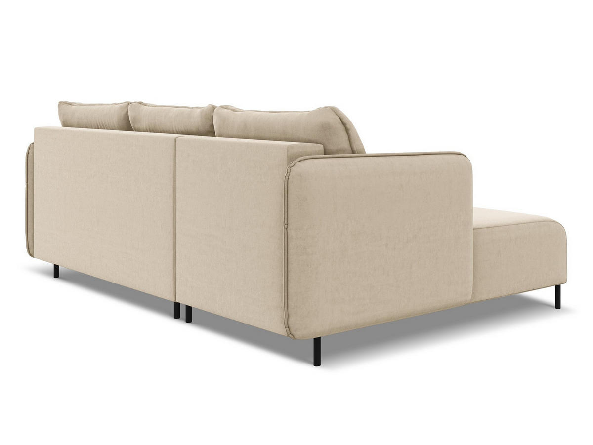 ECKSOFA mit Schlaffunktion Samt Stoff Beige - Beige/Creme, Holz/Textil (162/236cm) - Makamii