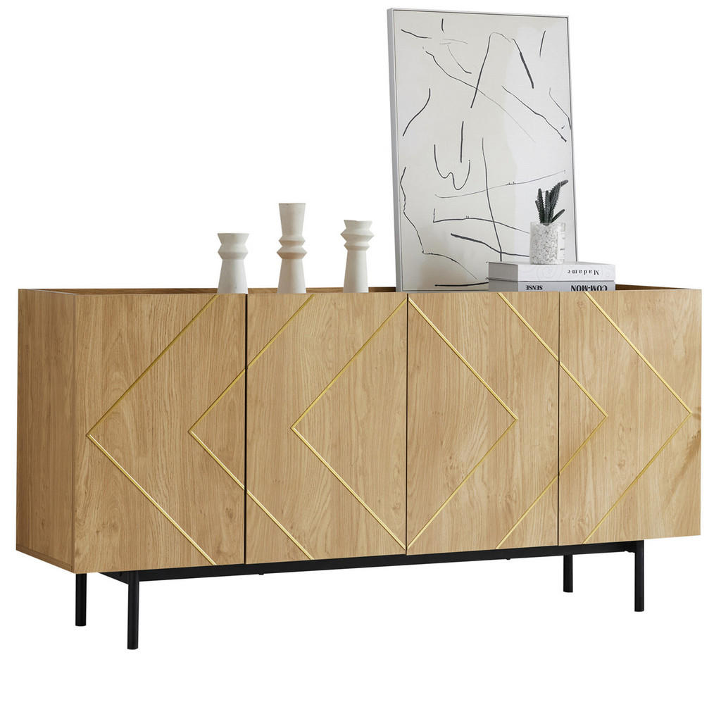 STILVORA KUCHYŇSKÁ SKŘÍŇ v přírodní barvě se 4 dveřmi do obýváku a předsíně 160x40x78 cm