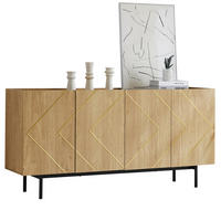 SIDEBOARD in Naturfarben Kommode mit 4 Türen Metall Inlay Kommode Anrichte für Wohnzimmer Flur ,B160/T40/H78cm - Schwarz/Naturfarben, Holzwerkstoff/Metall (160/78/40cm) - STILVORA