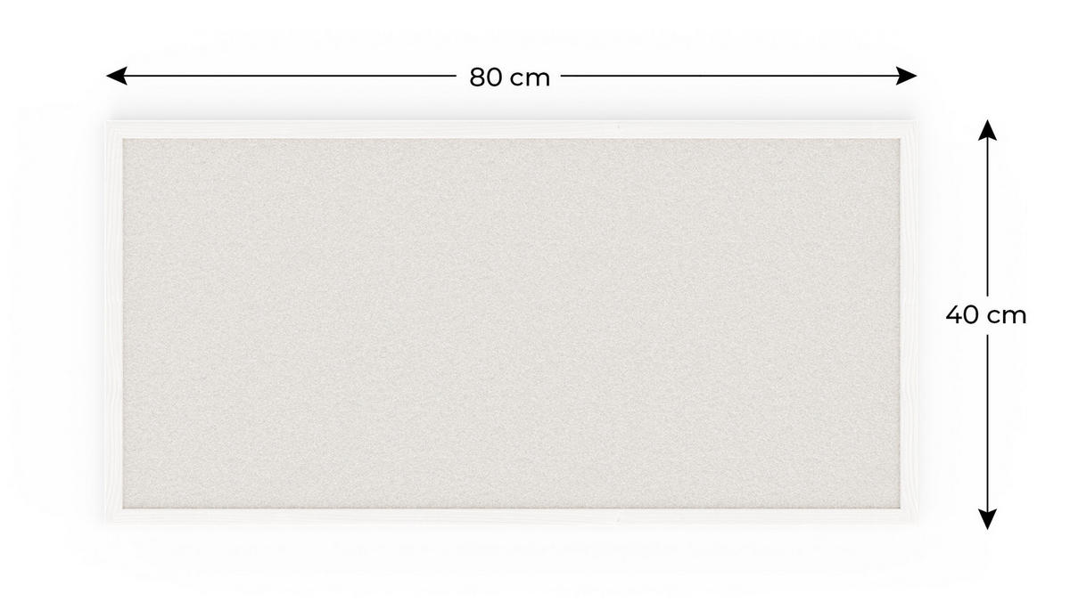 PINNWAND, Korktafel in weiß, 80x40 cm, Holzrahmen - weiß lackiert - Weiß, Holz (80/40/1.5cm) - ALLboards