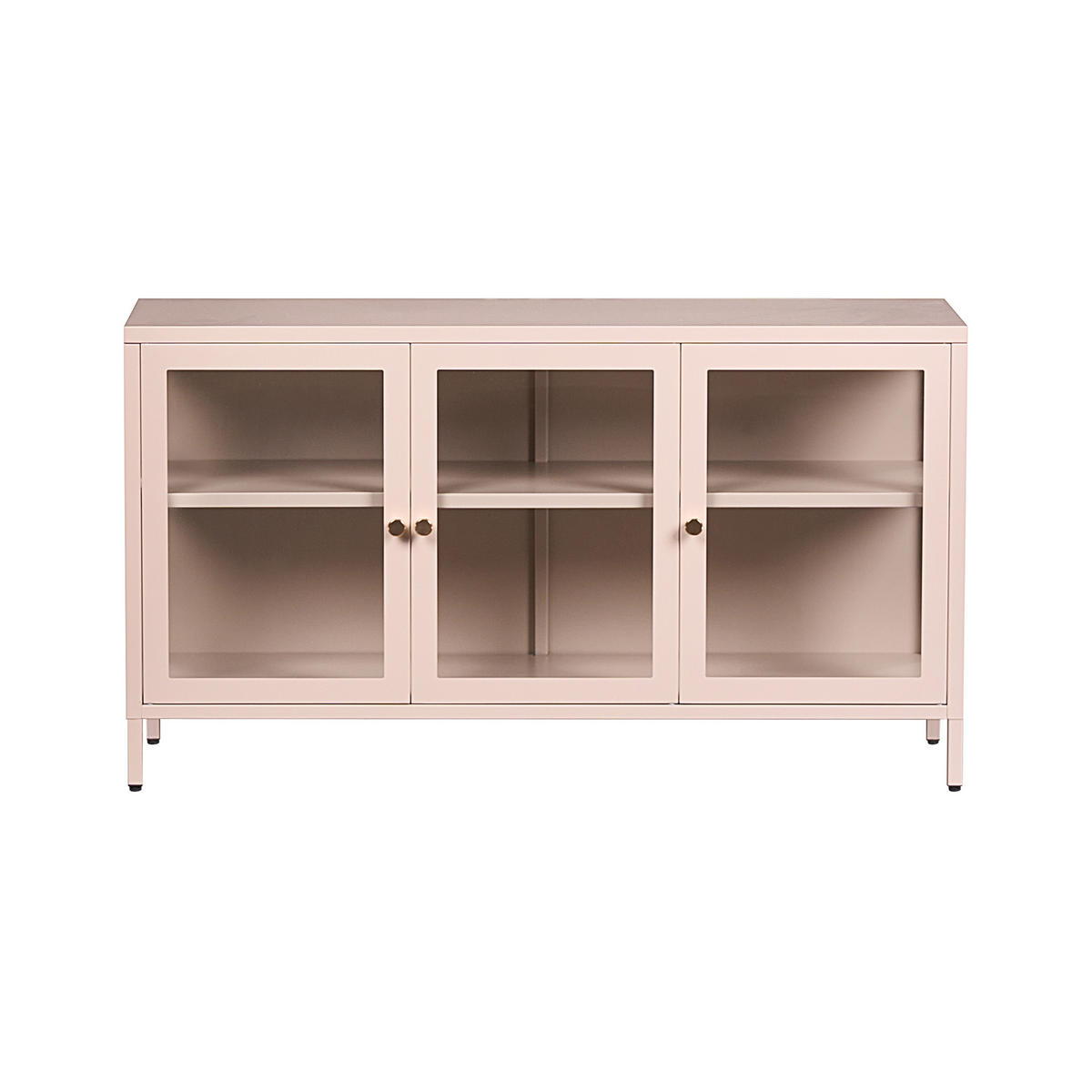 SIDEBOARD mit Glastüren Metall 115 cm Beige Newport - Beige/Goldfarben, Metall (115/64/35cm) - Beliani